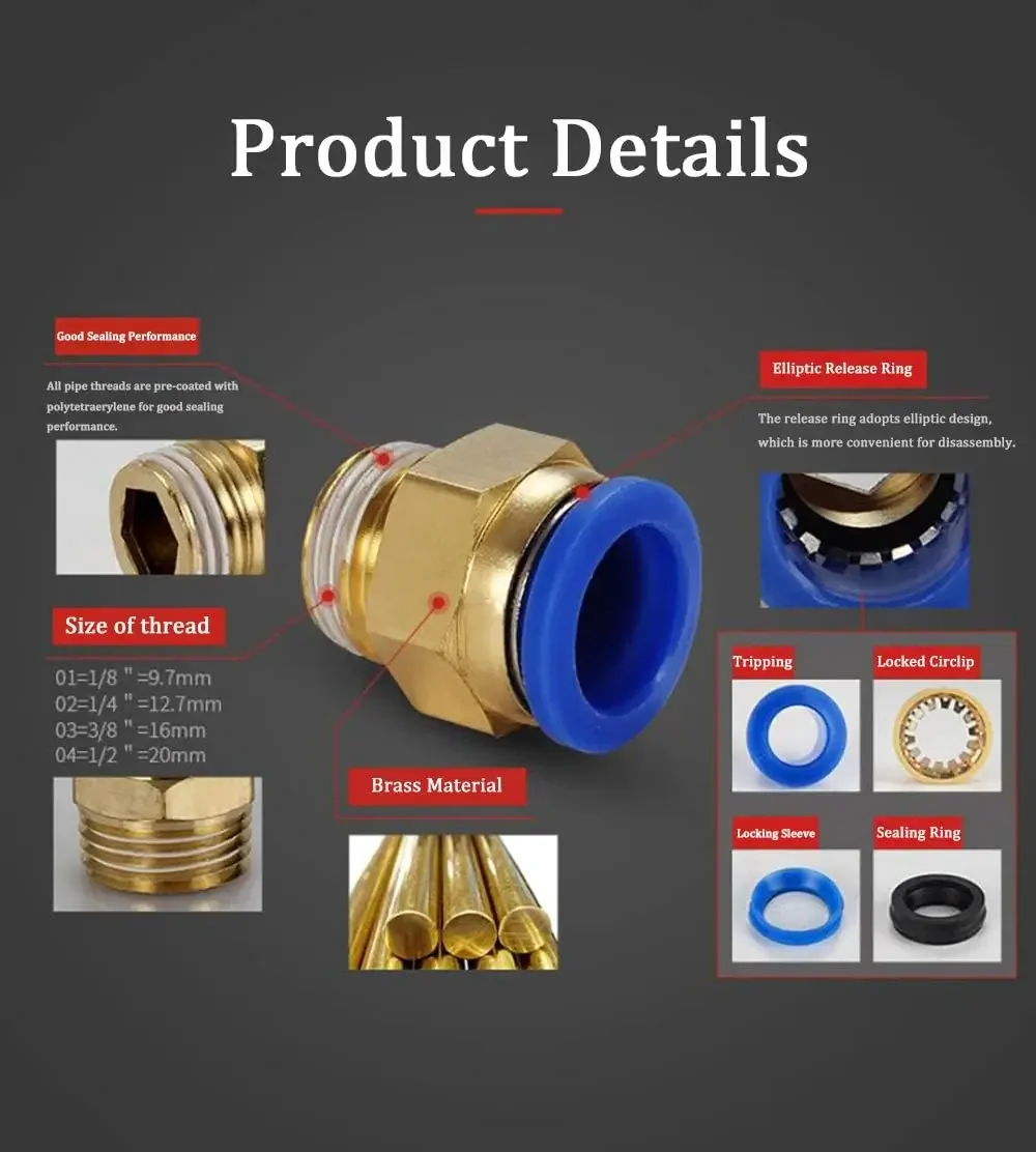 10/50PCS Pneumatic Fitting Air - Compression Fitting Brass recension och pris